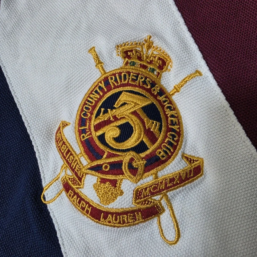 Polo Ralph Lauren BIG PONY Custom Fit Mens XL Polo Burgundy Navy White Crest
